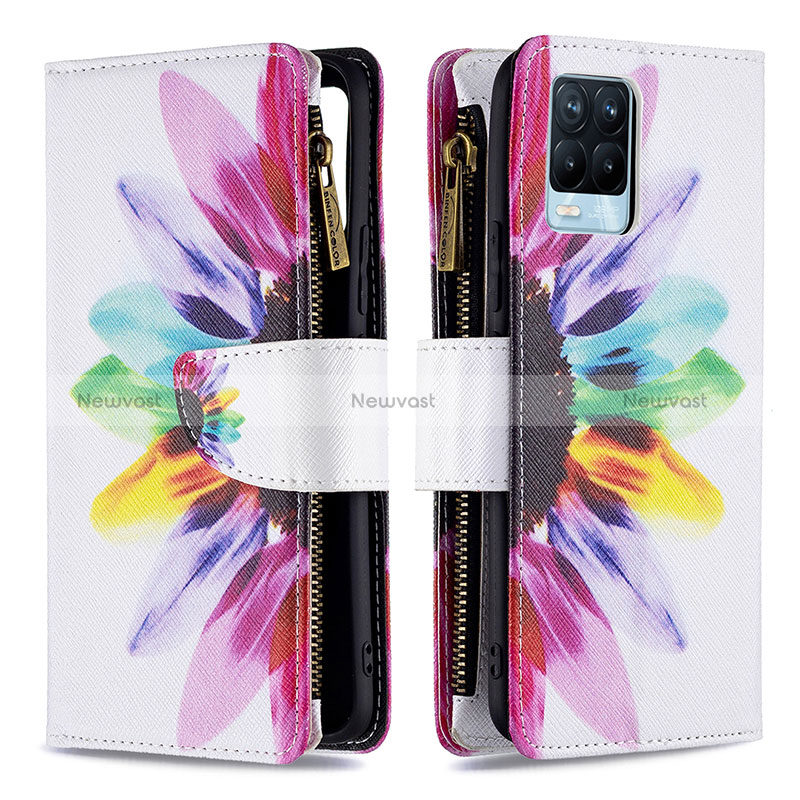 Leather Case Stands Fashionable Pattern Flip Cover Holder B04F for Realme 8 4G Mixed