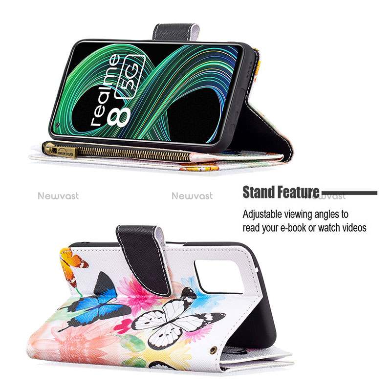 Leather Case Stands Fashionable Pattern Flip Cover Holder B04F for Realme 8 5G