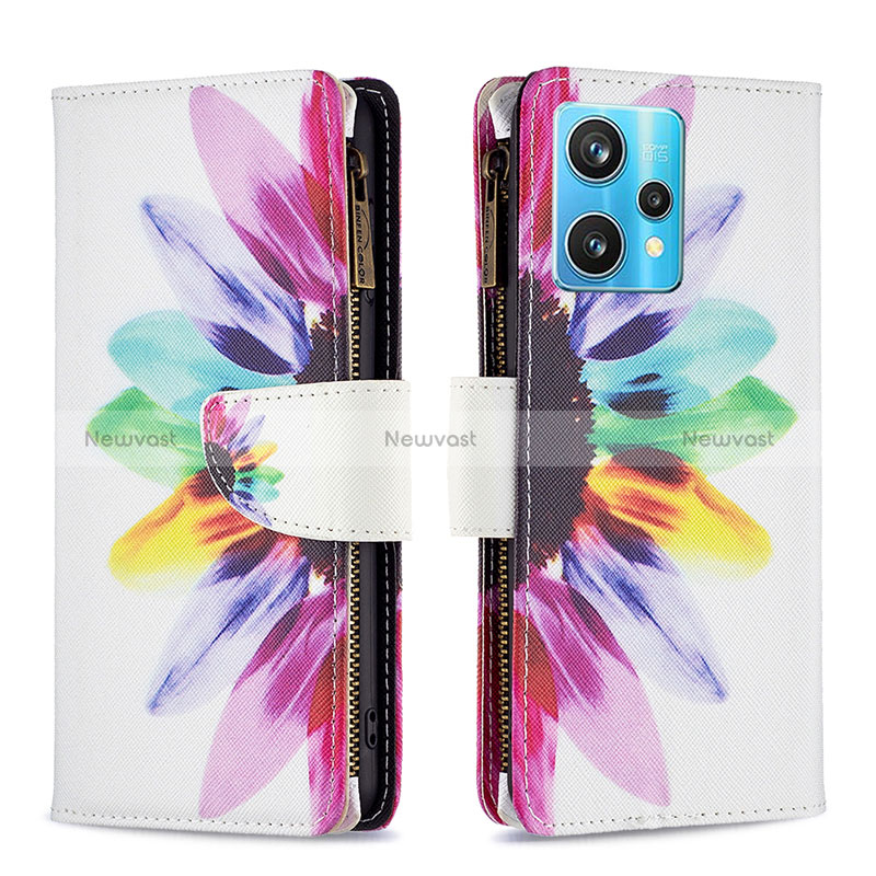 Leather Case Stands Fashionable Pattern Flip Cover Holder B04F for Realme 9 4G Mixed