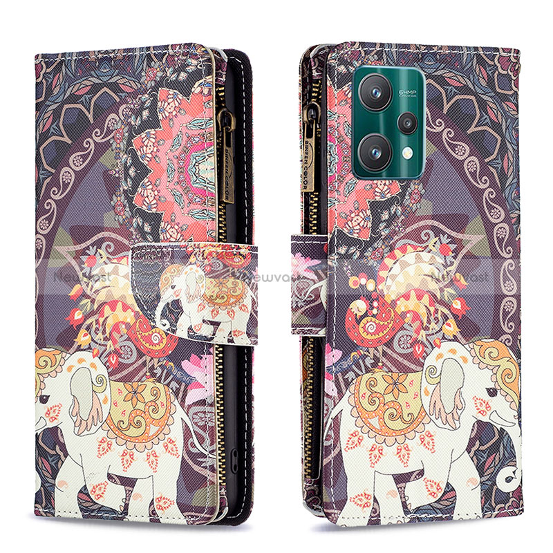 Leather Case Stands Fashionable Pattern Flip Cover Holder B04F for Realme 9 Pro 5G