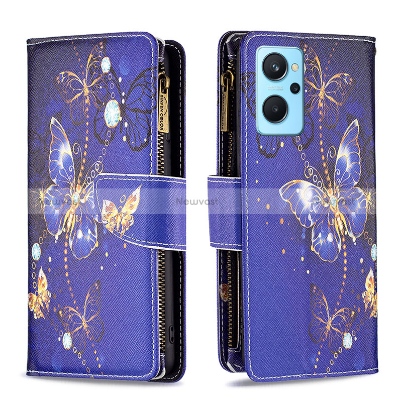 Leather Case Stands Fashionable Pattern Flip Cover Holder B04F for Realme 9i 4G