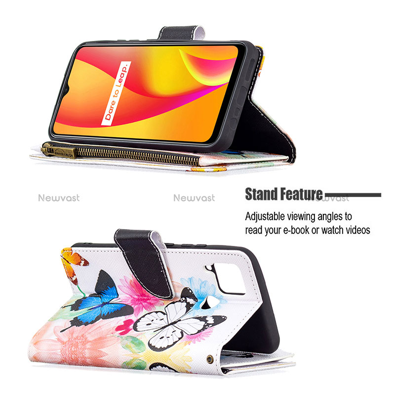 Leather Case Stands Fashionable Pattern Flip Cover Holder B04F for Realme C12