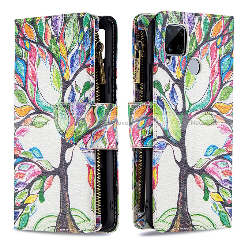 Leather Case Stands Fashionable Pattern Flip Cover Holder B04F for Realme C12