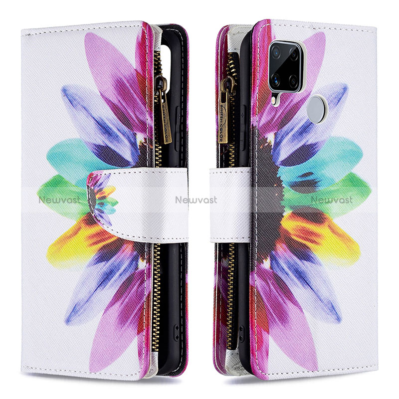 Leather Case Stands Fashionable Pattern Flip Cover Holder B04F for Realme C12