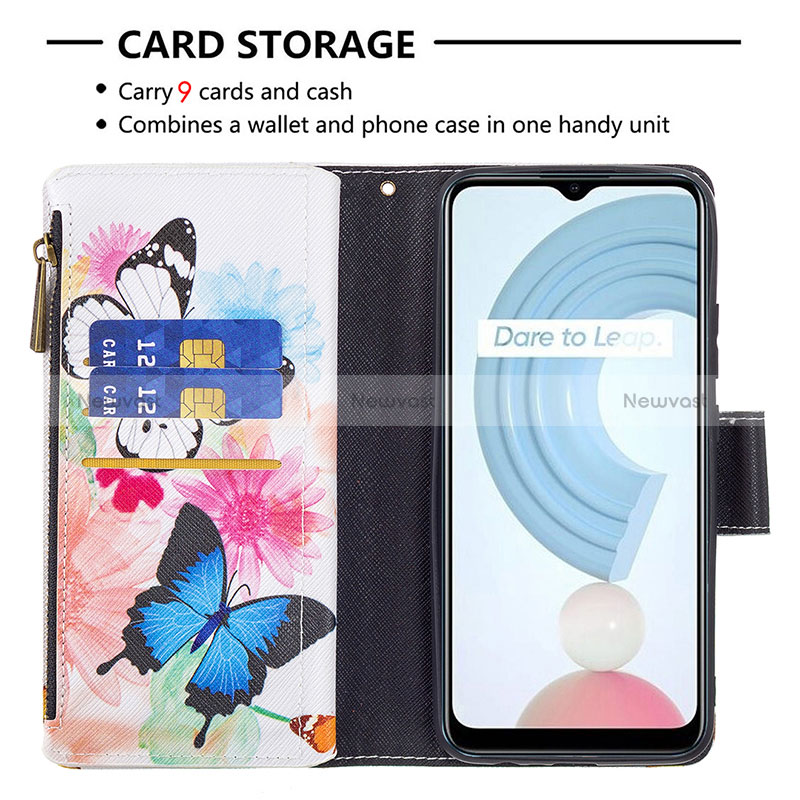 Leather Case Stands Fashionable Pattern Flip Cover Holder B04F for Realme C21