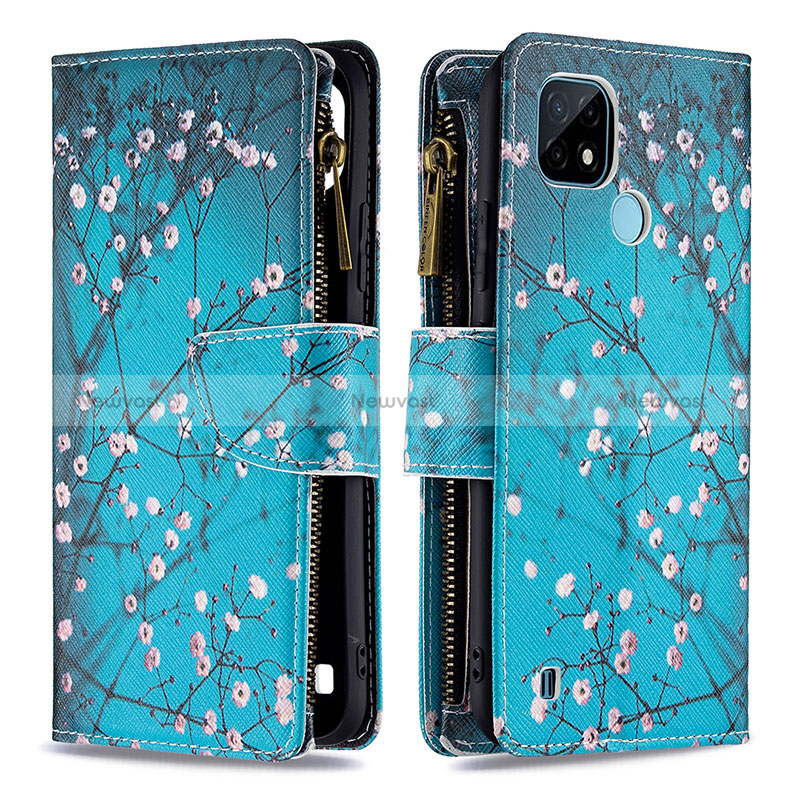 Leather Case Stands Fashionable Pattern Flip Cover Holder B04F for Realme C21