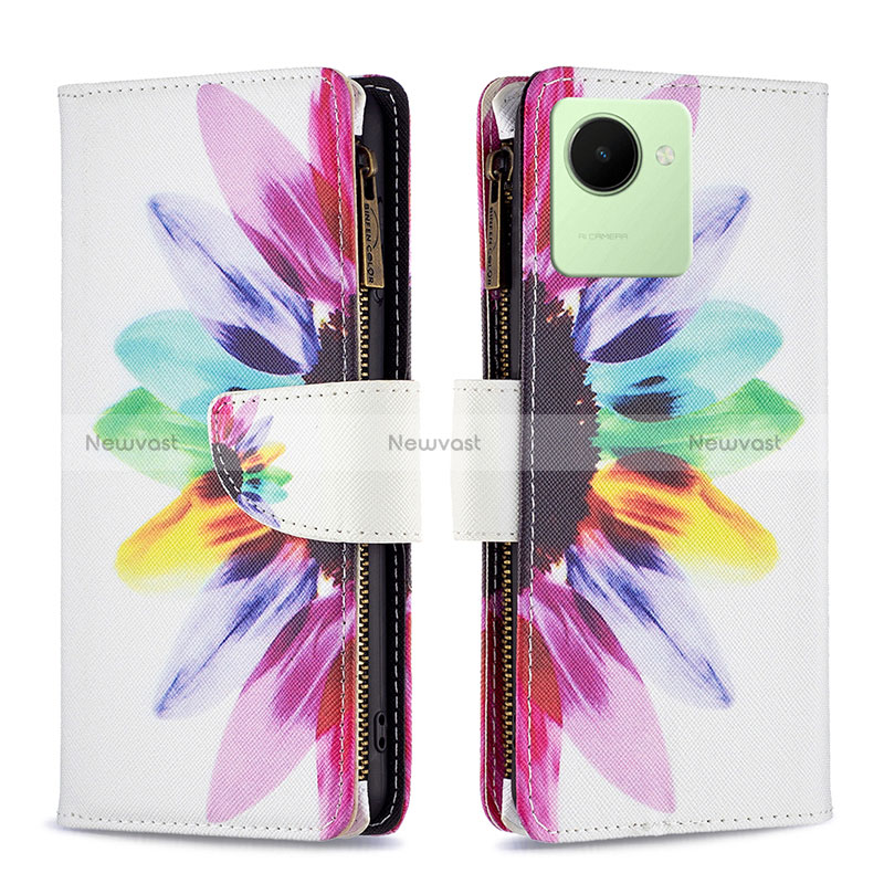 Leather Case Stands Fashionable Pattern Flip Cover Holder B04F for Realme C30