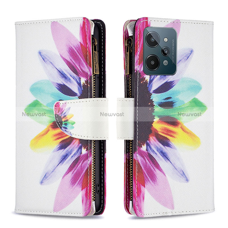 Leather Case Stands Fashionable Pattern Flip Cover Holder B04F for Realme C31