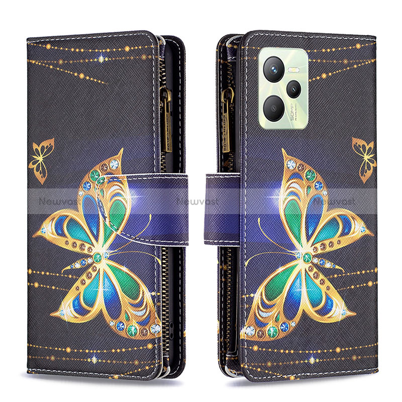 Leather Case Stands Fashionable Pattern Flip Cover Holder B04F for Realme C35