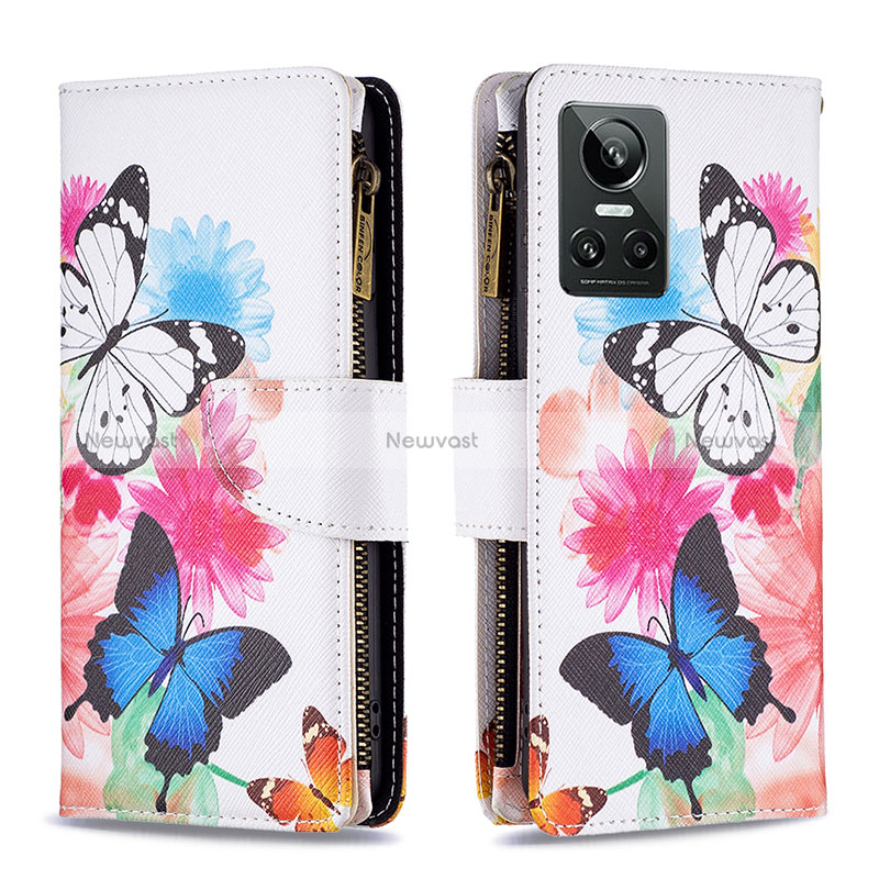 Leather Case Stands Fashionable Pattern Flip Cover Holder B04F for Realme GT Neo3 5G Colorful