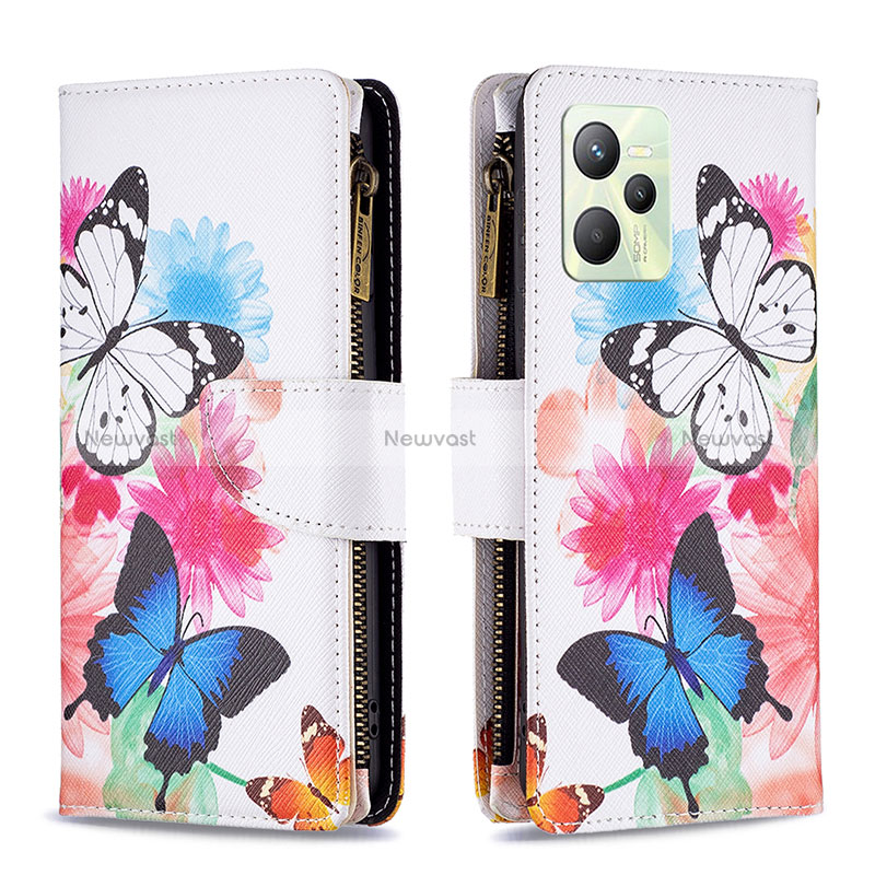 Leather Case Stands Fashionable Pattern Flip Cover Holder B04F for Realme Narzo 50A Prime