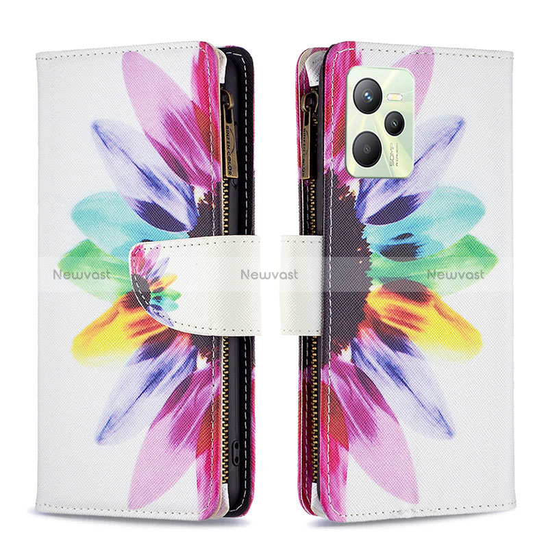 Leather Case Stands Fashionable Pattern Flip Cover Holder B04F for Realme Narzo 50A Prime