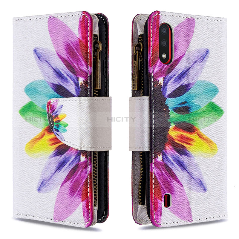 Leather Case Stands Fashionable Pattern Flip Cover Holder B04F for Samsung Galaxy A01 SM-A015