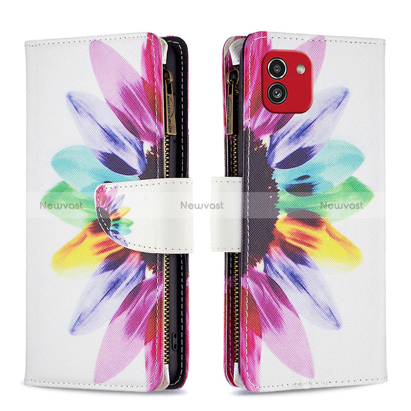 Leather Case Stands Fashionable Pattern Flip Cover Holder B04F for Samsung Galaxy A03