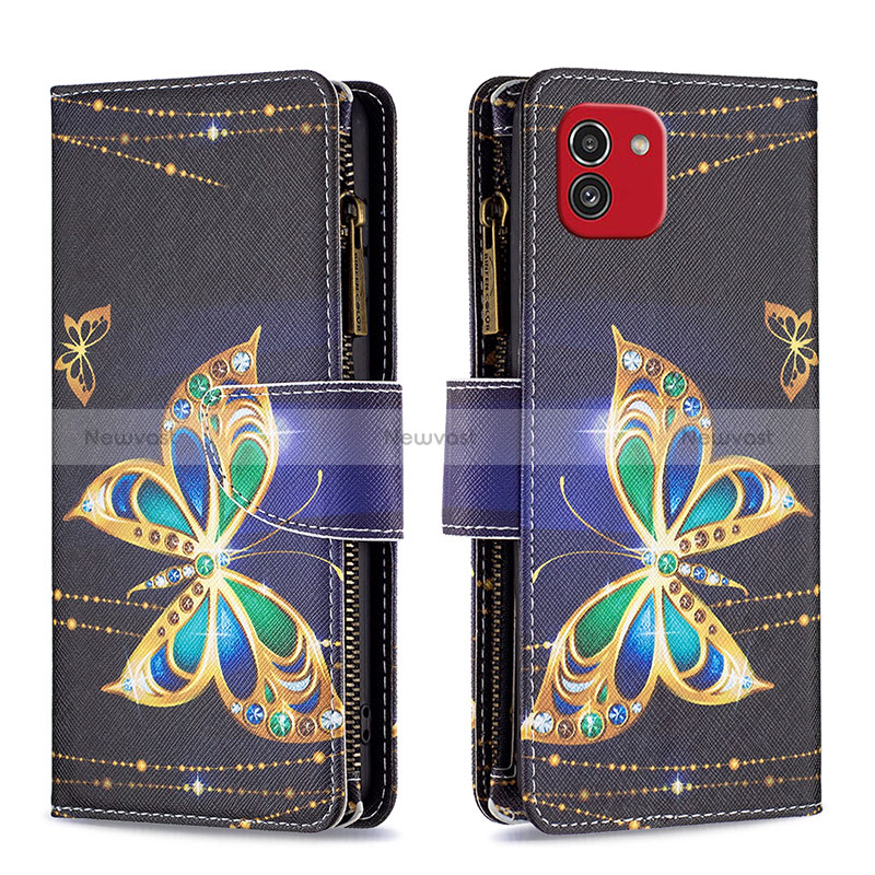 Leather Case Stands Fashionable Pattern Flip Cover Holder B04F for Samsung Galaxy A03