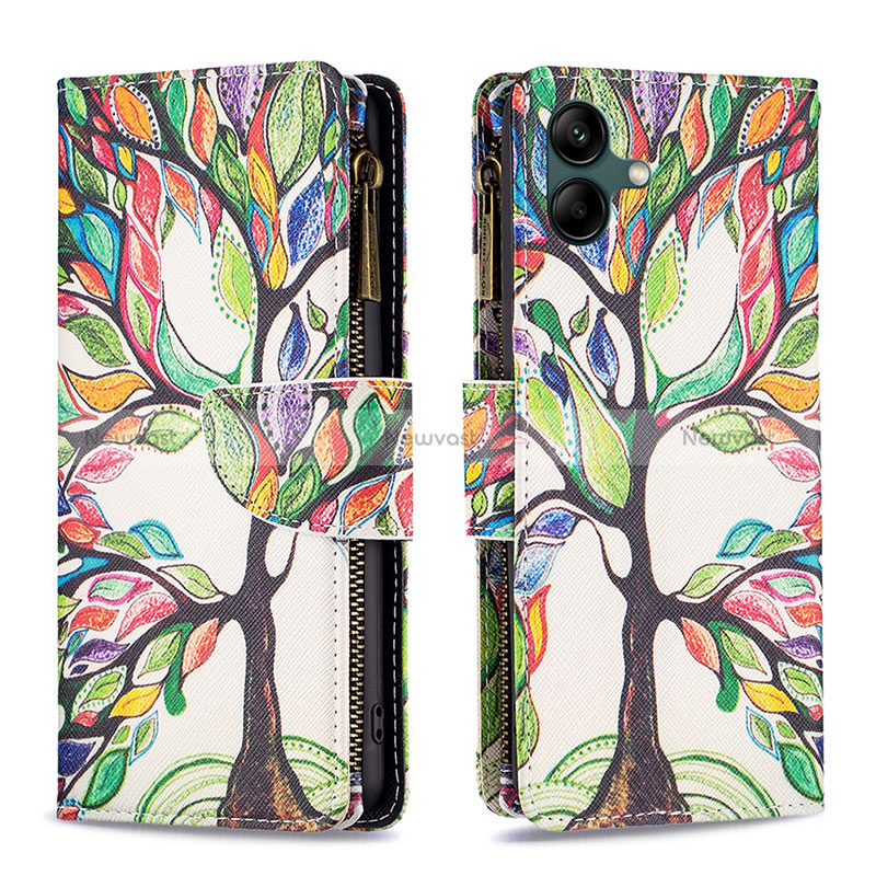 Leather Case Stands Fashionable Pattern Flip Cover Holder B04F for Samsung Galaxy A04 4G Green