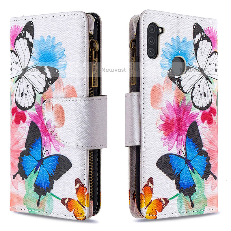 Leather Case Stands Fashionable Pattern Flip Cover Holder B04F for Samsung Galaxy A11