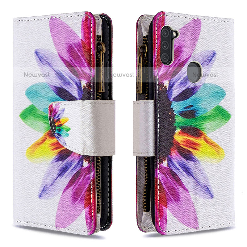 Leather Case Stands Fashionable Pattern Flip Cover Holder B04F for Samsung Galaxy A11 Mixed