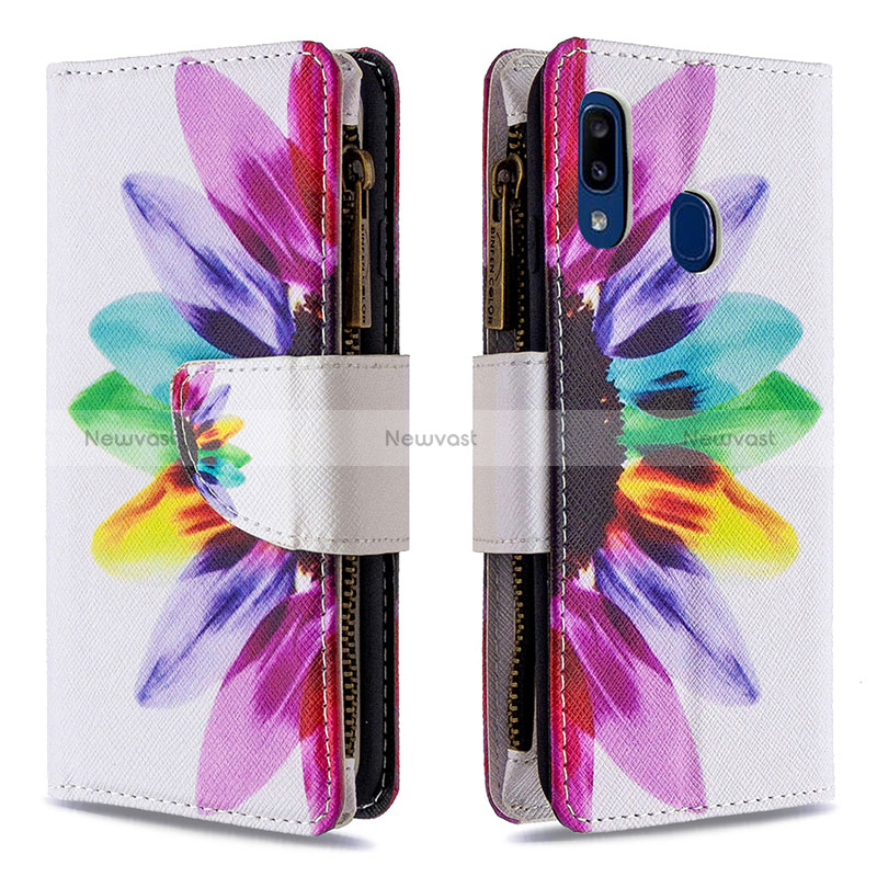 Leather Case Stands Fashionable Pattern Flip Cover Holder B04F for Samsung Galaxy A20e