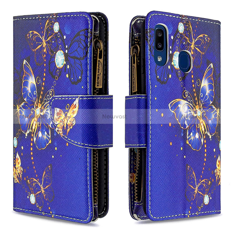 Leather Case Stands Fashionable Pattern Flip Cover Holder B04F for Samsung Galaxy A20e