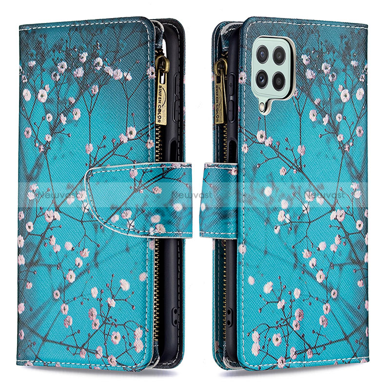 Leather Case Stands Fashionable Pattern Flip Cover Holder B04F for Samsung Galaxy A22 4G