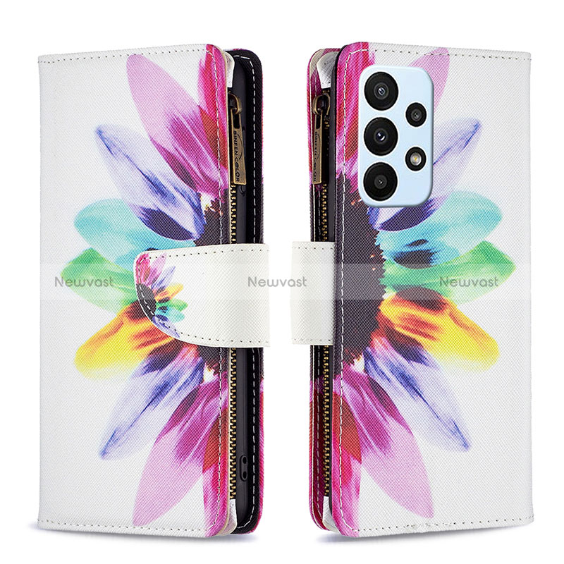 Leather Case Stands Fashionable Pattern Flip Cover Holder B04F for Samsung Galaxy A23 4G Mixed