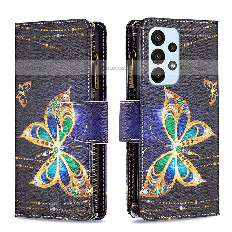 Leather Case Stands Fashionable Pattern Flip Cover Holder B04F for Samsung Galaxy A23 5G