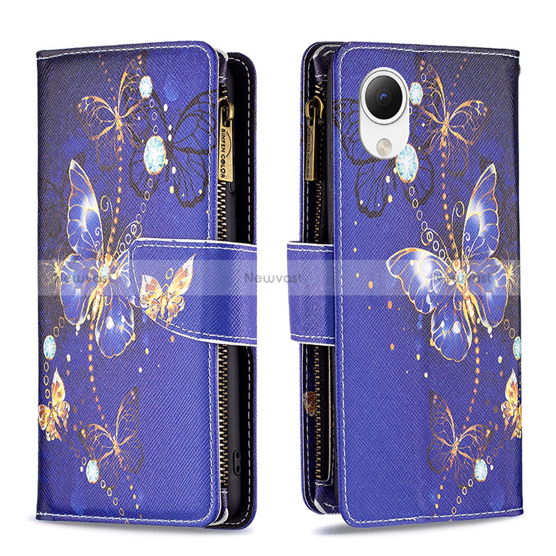 Leather Case Stands Fashionable Pattern Flip Cover Holder B04F for Samsung Galaxy A23s Navy Blue