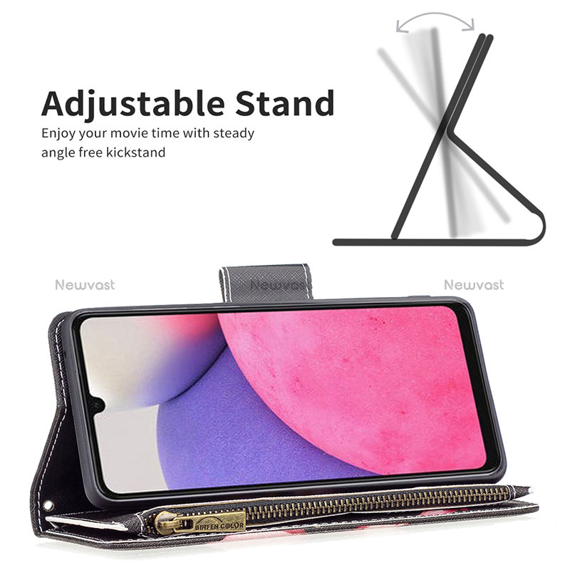 Leather Case Stands Fashionable Pattern Flip Cover Holder B04F for Samsung Galaxy A33 5G