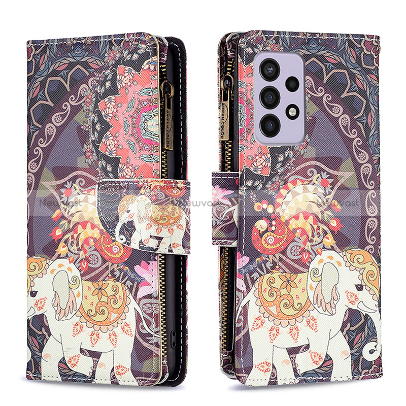 Leather Case Stands Fashionable Pattern Flip Cover Holder B04F for Samsung Galaxy A33 5G