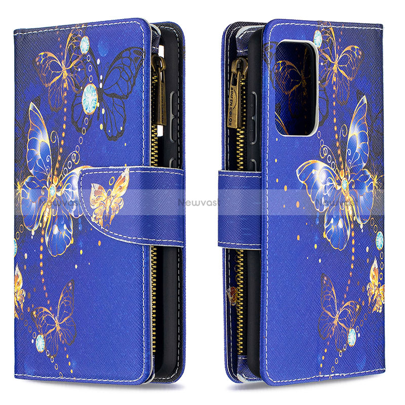 Leather Case Stands Fashionable Pattern Flip Cover Holder B04F for Samsung Galaxy A52 4G