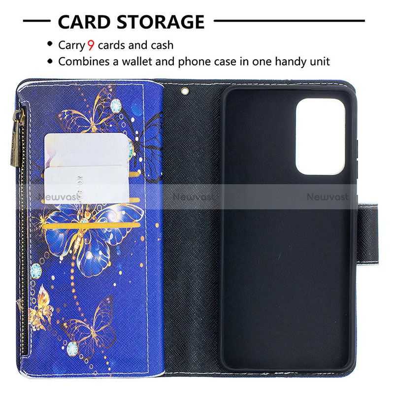 Leather Case Stands Fashionable Pattern Flip Cover Holder B04F for Samsung Galaxy A52s 5G