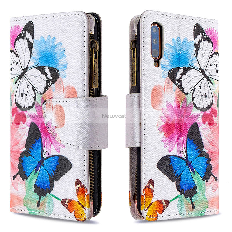 Leather Case Stands Fashionable Pattern Flip Cover Holder B04F for Samsung Galaxy A70 Colorful