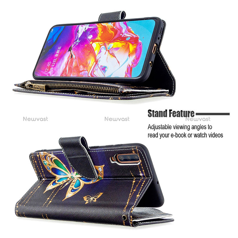 Leather Case Stands Fashionable Pattern Flip Cover Holder B04F for Samsung Galaxy A70S