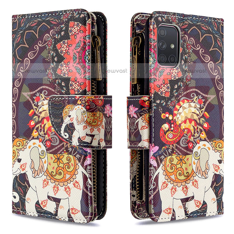 Leather Case Stands Fashionable Pattern Flip Cover Holder B04F for Samsung Galaxy A71 4G A715