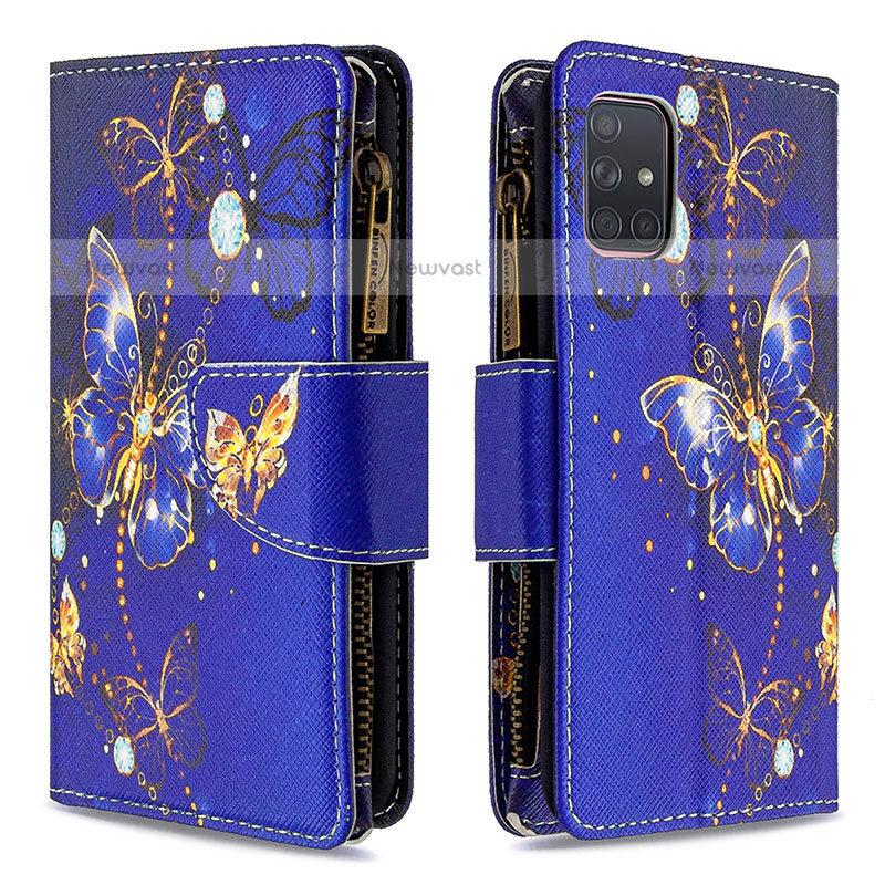 Leather Case Stands Fashionable Pattern Flip Cover Holder B04F for Samsung Galaxy A71 4G A715