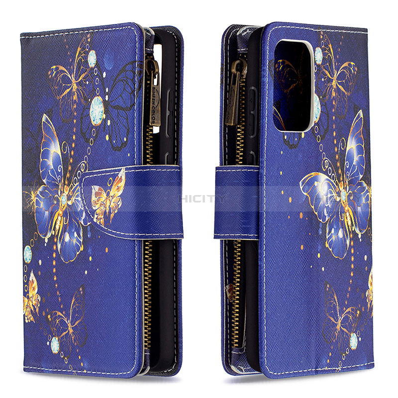 Leather Case Stands Fashionable Pattern Flip Cover Holder B04F for Samsung Galaxy A72 4G Navy Blue