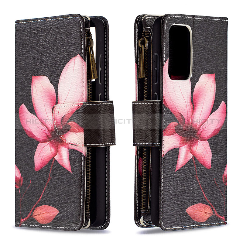 Leather Case Stands Fashionable Pattern Flip Cover Holder B04F for Samsung Galaxy A72 5G Red