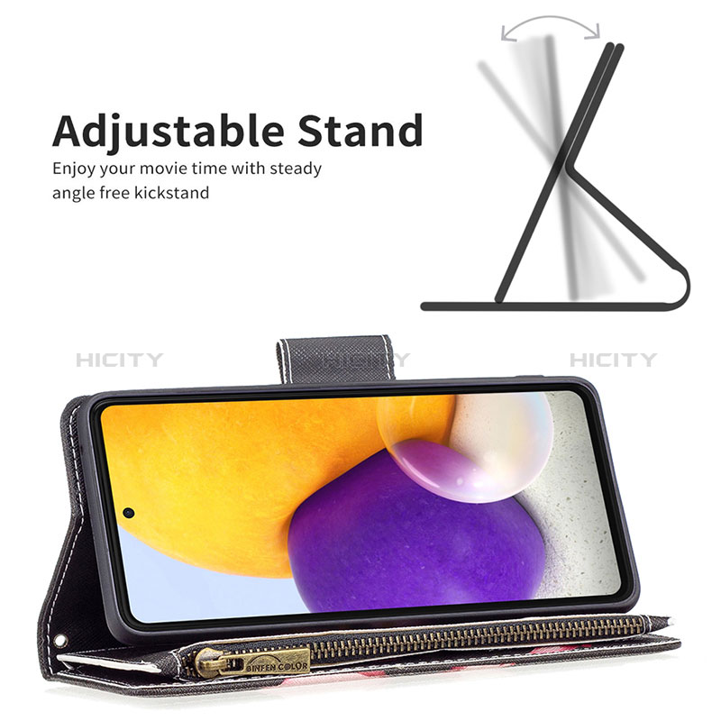 Leather Case Stands Fashionable Pattern Flip Cover Holder B04F for Samsung Galaxy A73 5G