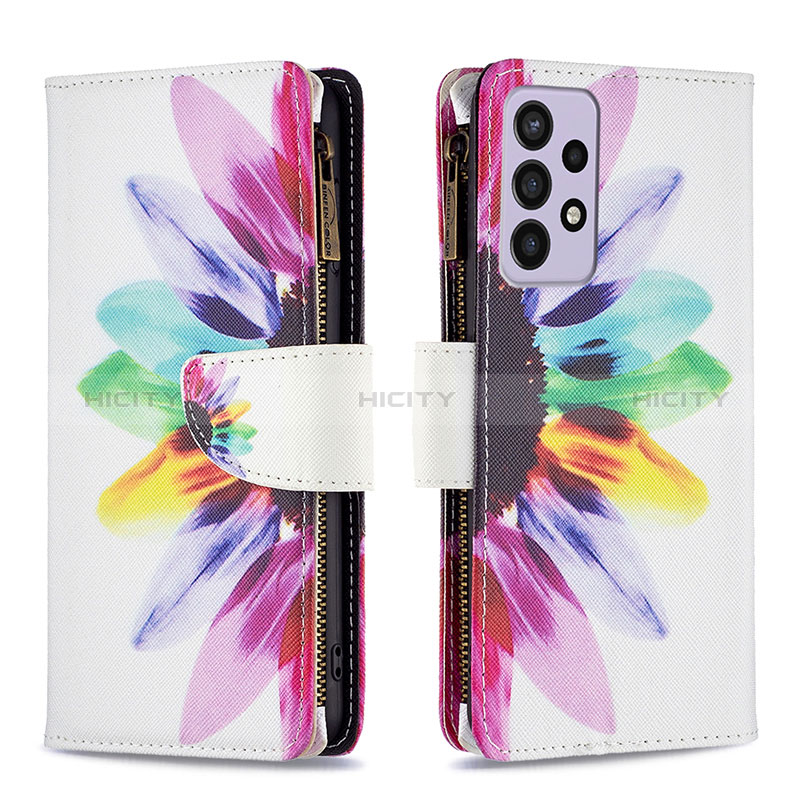 Leather Case Stands Fashionable Pattern Flip Cover Holder B04F for Samsung Galaxy A73 5G