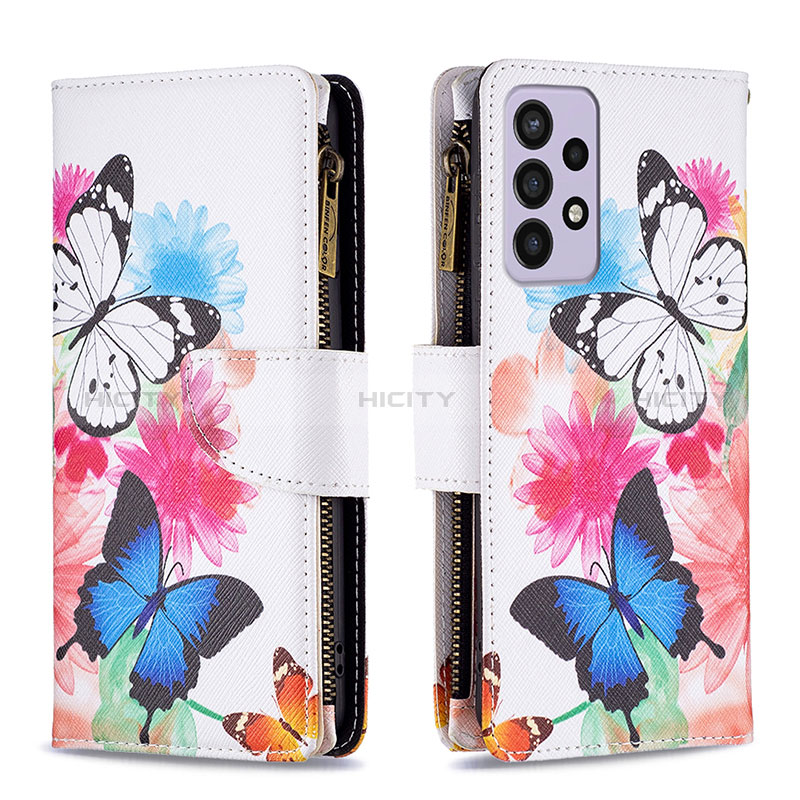 Leather Case Stands Fashionable Pattern Flip Cover Holder B04F for Samsung Galaxy A73 5G