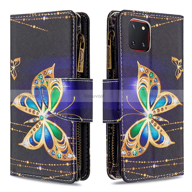 Leather Case Stands Fashionable Pattern Flip Cover Holder B04F for Samsung Galaxy A81