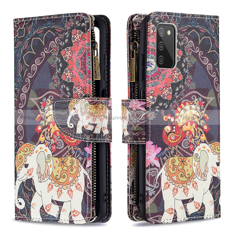 Leather Case Stands Fashionable Pattern Flip Cover Holder B04F for Samsung Galaxy F02S SM-E025F