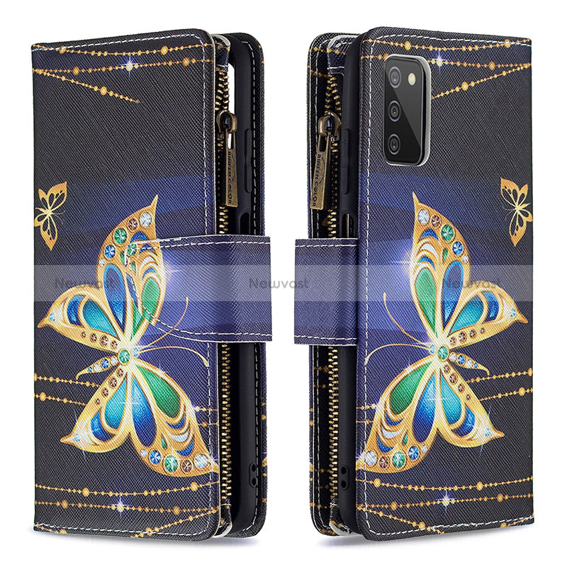 Leather Case Stands Fashionable Pattern Flip Cover Holder B04F for Samsung Galaxy F02S SM-E025F