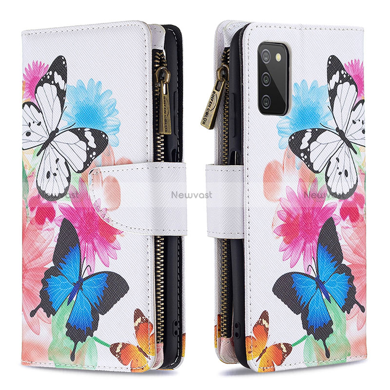 Leather Case Stands Fashionable Pattern Flip Cover Holder B04F for Samsung Galaxy F02S SM-E025F