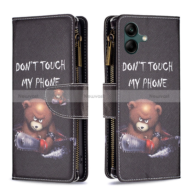 Leather Case Stands Fashionable Pattern Flip Cover Holder B04F for Samsung Galaxy M04