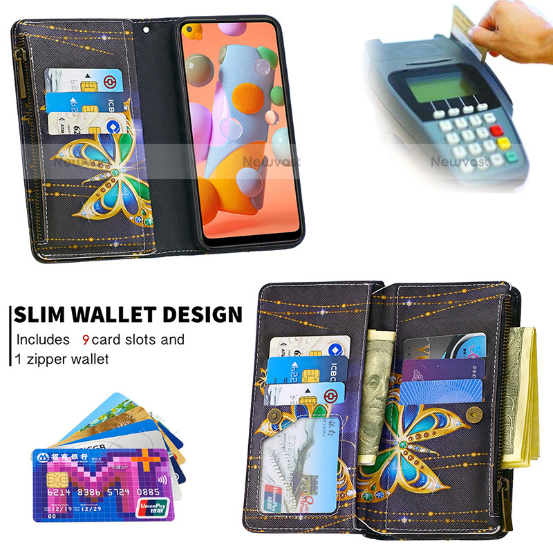 Leather Case Stands Fashionable Pattern Flip Cover Holder B04F for Samsung Galaxy M11