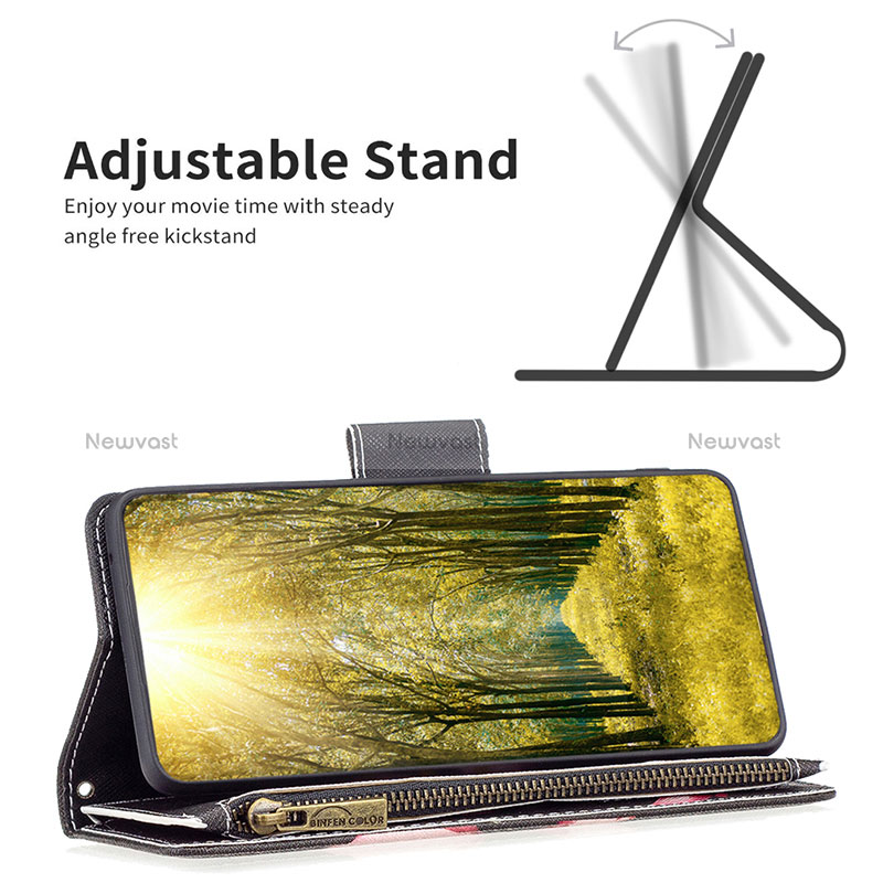 Leather Case Stands Fashionable Pattern Flip Cover Holder B04F for Samsung Galaxy M23 5G