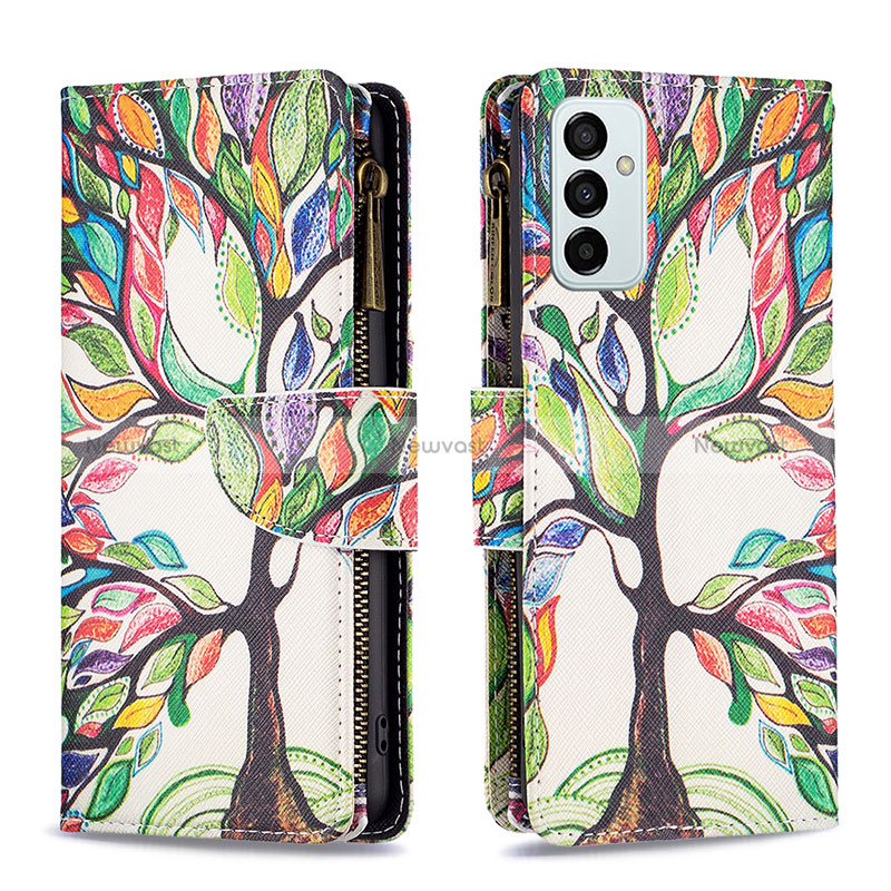 Leather Case Stands Fashionable Pattern Flip Cover Holder B04F for Samsung Galaxy M23 5G