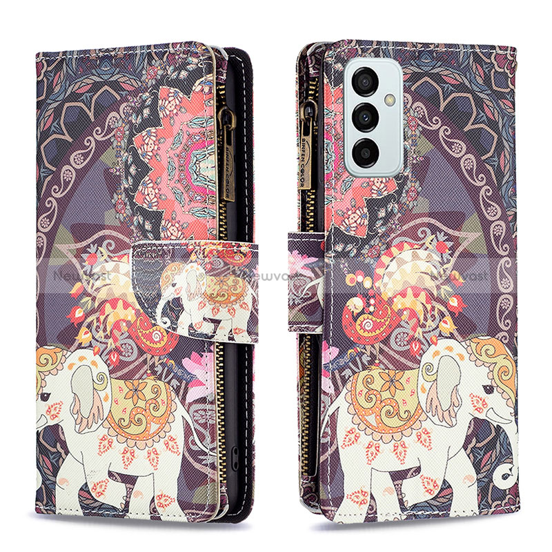 Leather Case Stands Fashionable Pattern Flip Cover Holder B04F for Samsung Galaxy M23 5G